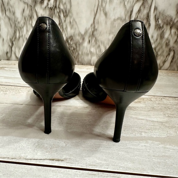 Coach Women’s Sz 8 B Holmes Studded Point Toe Black Heels Pumps Shoes Goth Glam - Picture 8 of 16